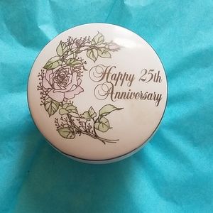 VTG Happy 25th anniversary Enesco trinket box